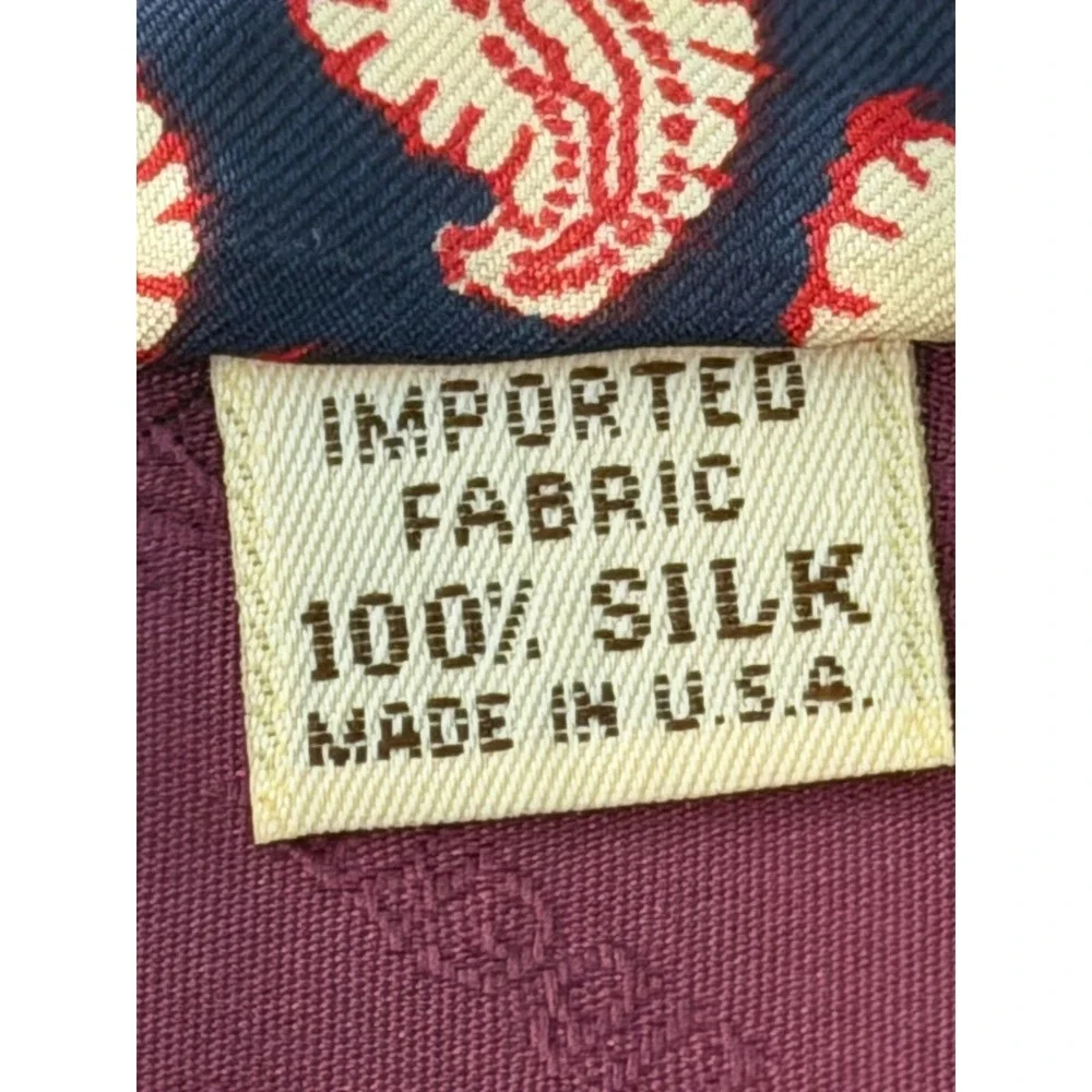 Vintage Liberty of London Silk Paisley Tie Navy Crimson Cream Made In USA